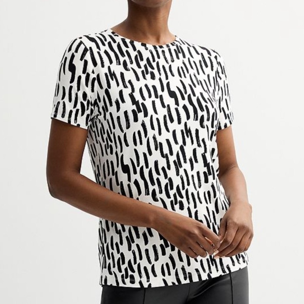 Nine West Black and White Tee Top XL NWT